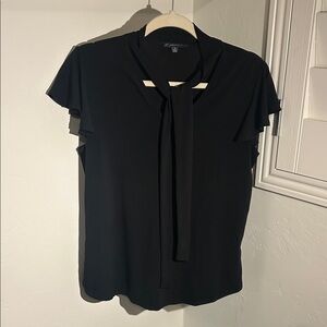 Adrianna Papell Black Tie-Neck Blouse
